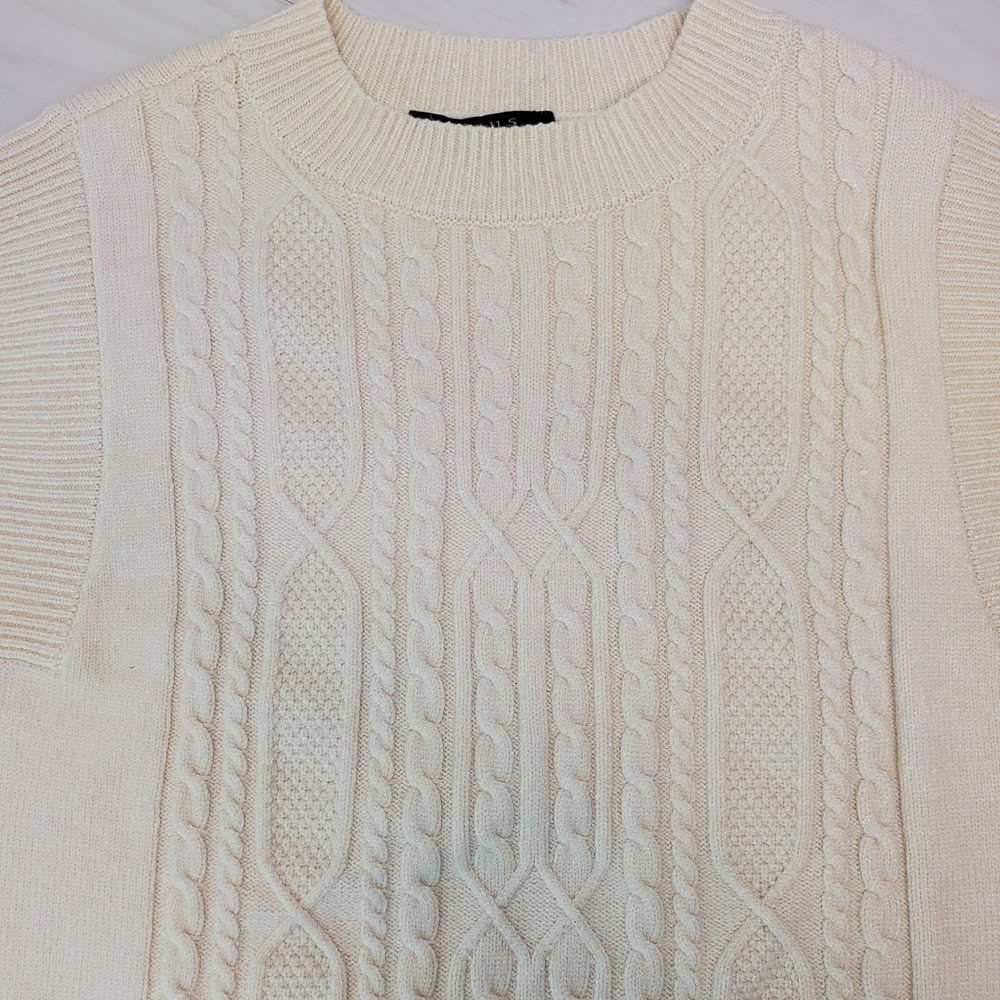 Cyrus Womens Small Cream Cable Knit Sleeveless Sweater Vest Soft Girl Coquette
